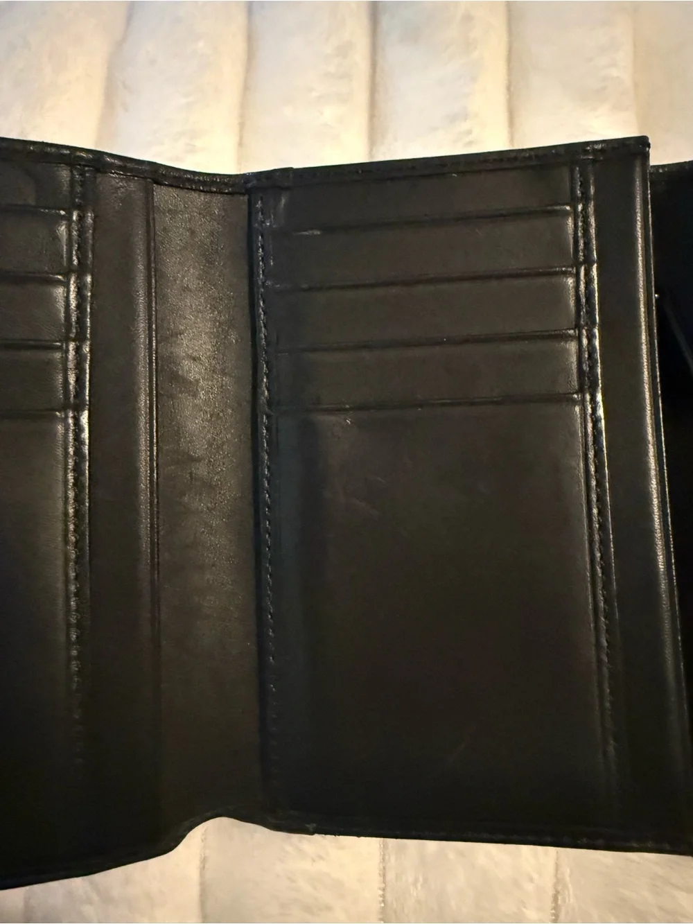 Coach Black Canvas and Leather Tri-Fold Wallet